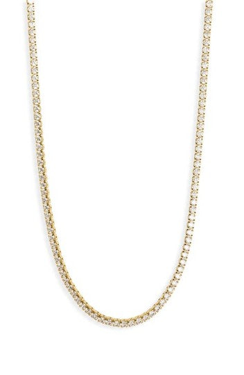CHOKER CORTE TENIS PLATA TURCA 925- BAÑO DE ORO